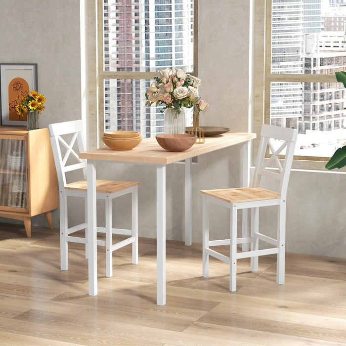 HOMCOM Counter Height Bar Stools Set of 2 with Cross Back, Footrest (Used)