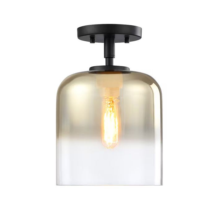 Designers Fountain Gatsby 8.5 inch 1-Light Matte Black Mid-Century Modern Semi Flush Mount with Gold Ombre Shade (new)