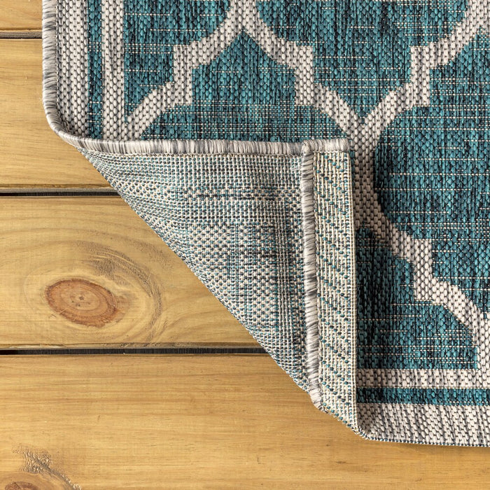 JONATHAN Y Trebol Moroccan Trellis Textured Weave Teal/Gray 4 ft. x 6 ft. Indoor/Outdoor Area Rug