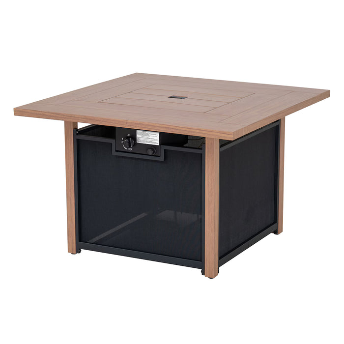 Arcadian Steel Faux Wood Propane Square Fire Pit Coffee Table