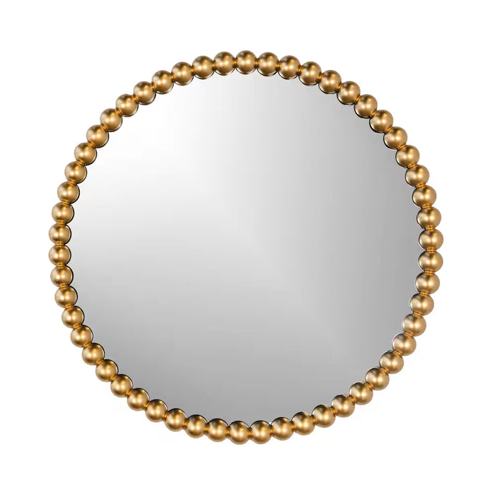 The Tangerine Mirror Company Modern Home, Deluxe Gold Large Beaded Round Mirror 31.5 in x 31.5 in