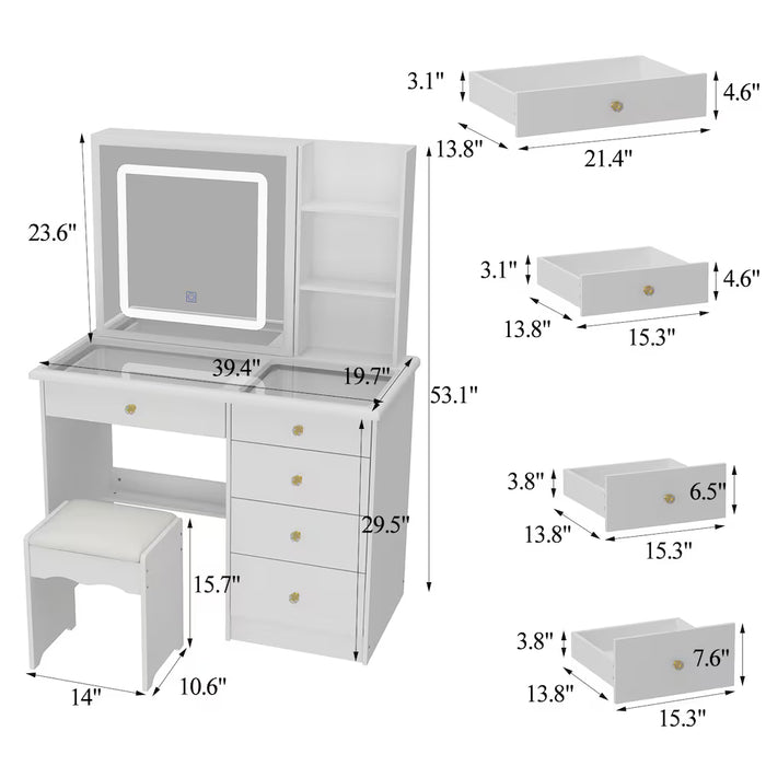 FUFU&GAGA Makeup Vanity Set Dressing Desk with glass (NEW)