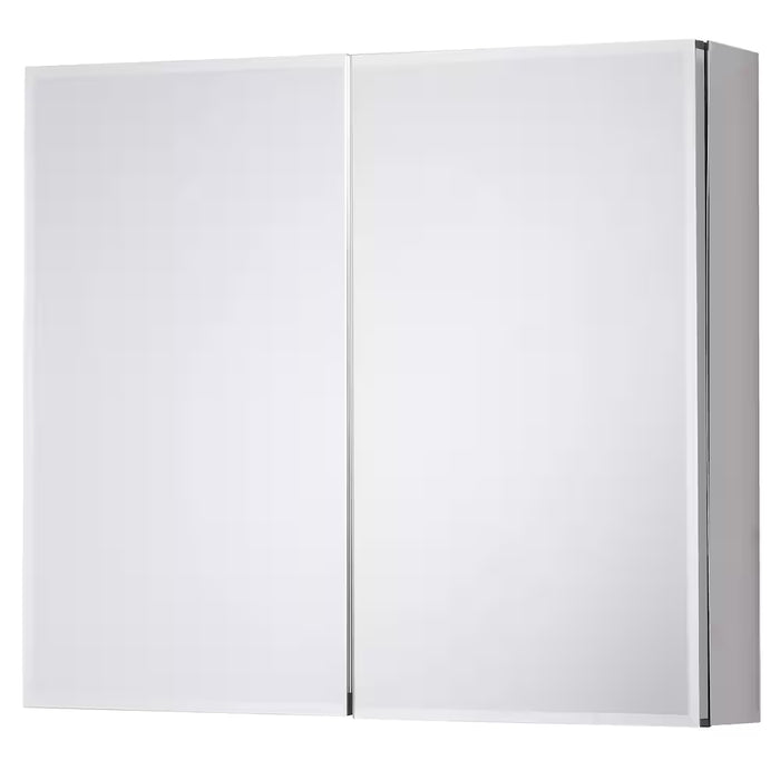 30 inch x 24 inch Silver Recessed or Surface Mount Medicine Cabinet with Bi-View Beveled Mirror (New)
