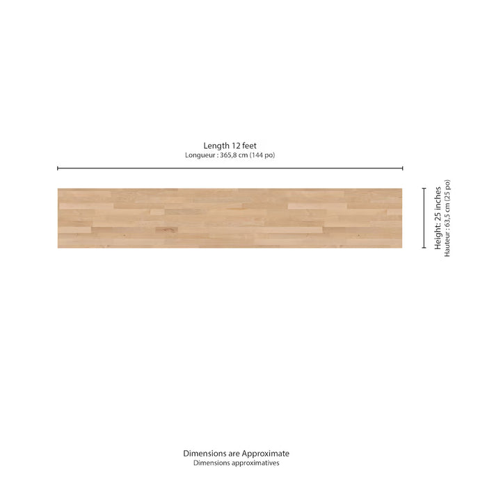 Birch Standard 144 in. L x 25 in. W x 1.5 in. T Unfinished Butcher Block Countertop With Eased Edge (new)