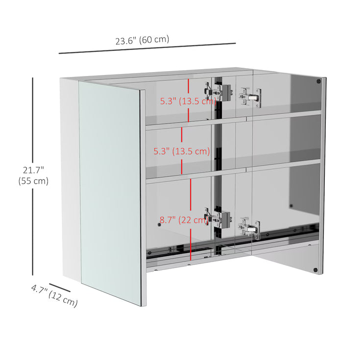 HOMCOM 23.6-inch Mirror Cabinet with Double Doors in Silver (new)