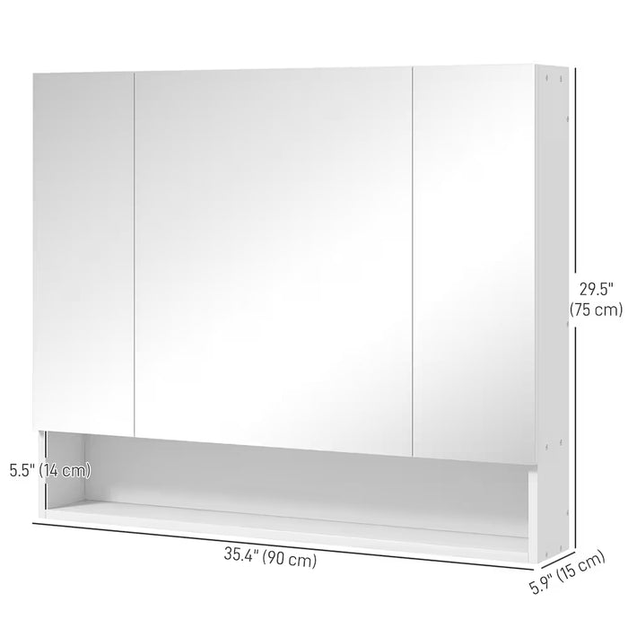 kleankin 35.4-inch Mirror Cabinet with Adjustable Shelves in White (new)