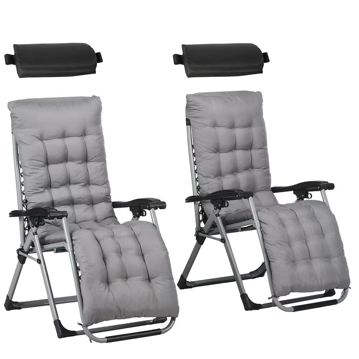Outsunny Patio Reclining Zero Gravity Chair Folding Garden Sun Lounger, Dark Grey (new)