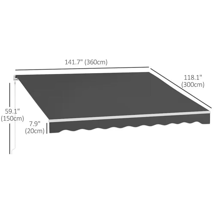 Outsunny 12 ft.x10 ft. Electric Retractable Awning Sun Shade Shelter Grey (New)