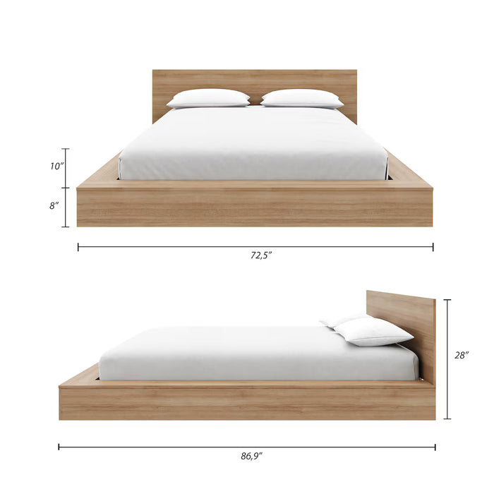 Nexera Kanso Low Profile Queen Bed Set in Brown (new)