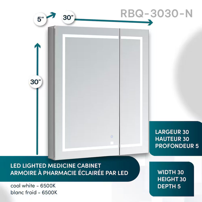 Aquadom Royale Basic Q Square 30 inch W x 30 inch H Recessed or Surface Mount Medicine Cabinet, Bi-View Doors (new)