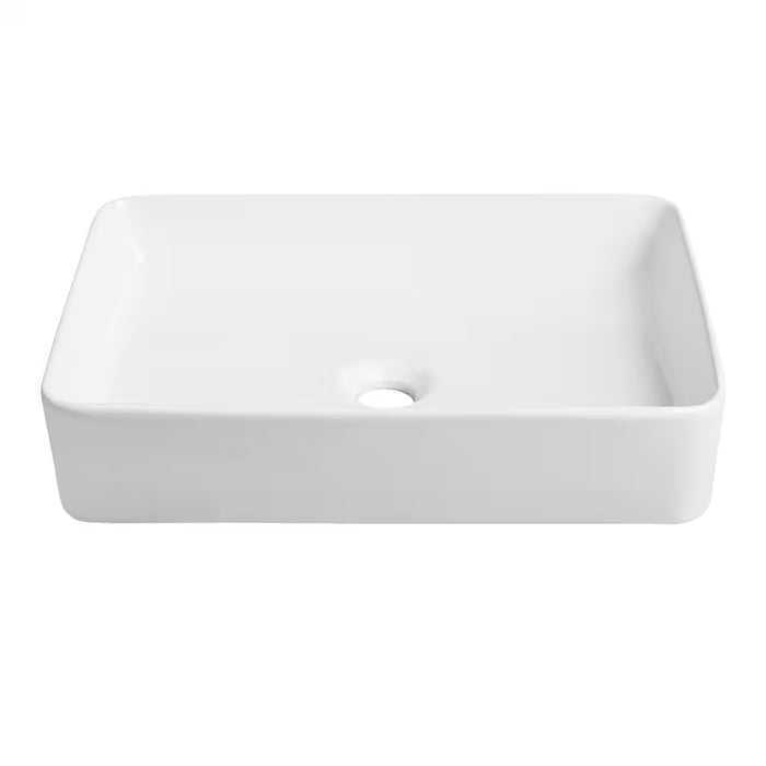 DeerValley 20 in. W x 13.4 in. D Rectangular Ceramic Bathroom Vessel Sink Art Basin in White (NEW)