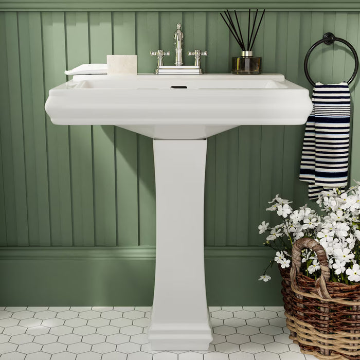 DeerValley 26.4 in. W x 19.7 in. D Rectangular Combo Bath Pedestal Sink in White (new)