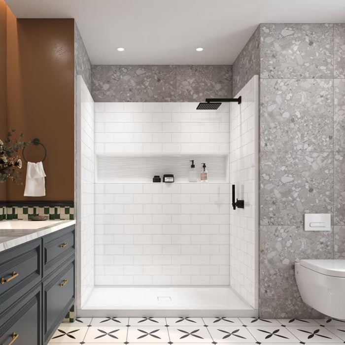 Vanity Art 60 in. x 32 in. 4-Piece Alcove Shower Wall Kit with Shower Base Combo in White (new)
