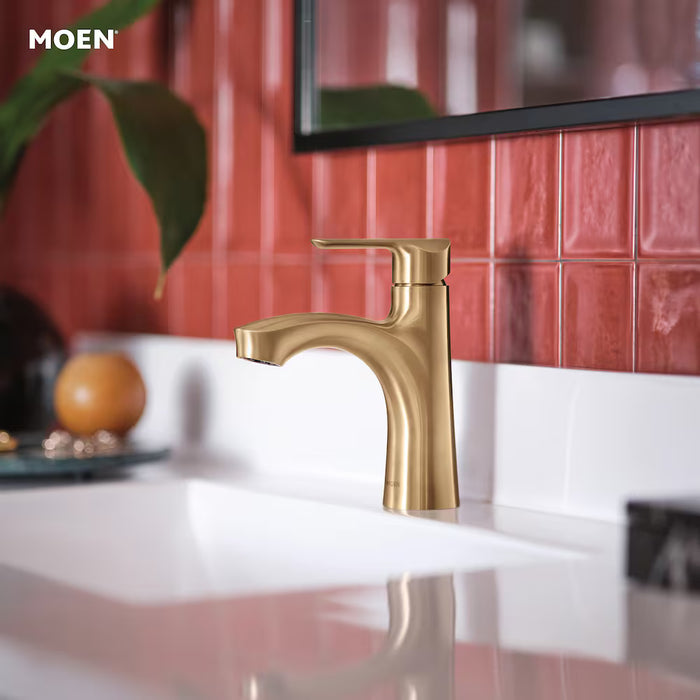 MOEN Findlay Single Hole Single-Handle Bathroom Sink Faucet/Tap with Deckplate in Bronzed Gold (New)