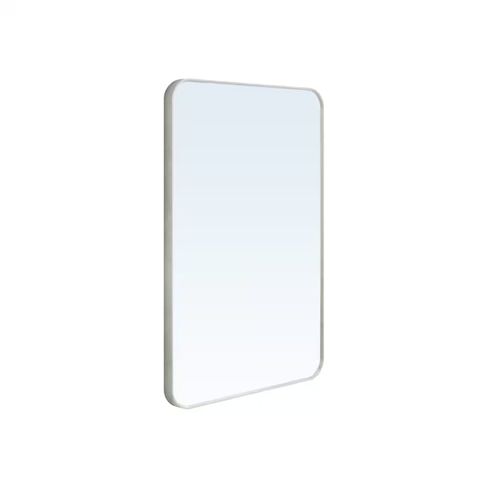 WELLFOR BELLA F1 Rectangle 24-inch x 36-inch Wall-Mounted Aluminum Framed Vanity Mirror in Brushed Nickel (New)