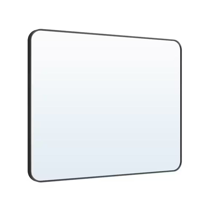 WELLFOR BELLA F1 Rectangle 40-inch x 32-inch Wall-Mounted Aluminum Framed Bath Vanity Mirror in Matte Black (NEW)