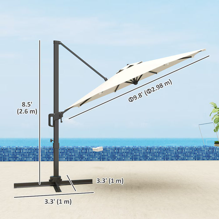 Outsunny 10' Offset Patio Umbrella 360° Cantilever Umbrella (new)