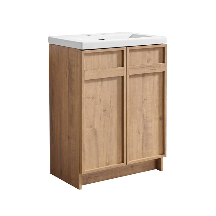 Glacier Bay Dunsmouth 23.6in W X 14.8in D X 33.6in H Vanity In Oak With Ceramic Sink (new)