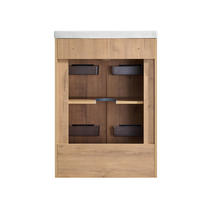 Glacier Bay Dunsmouth 23.6in W X 14.8in D X 33.6in H Vanity In Oak With Ceramic Sink (new)