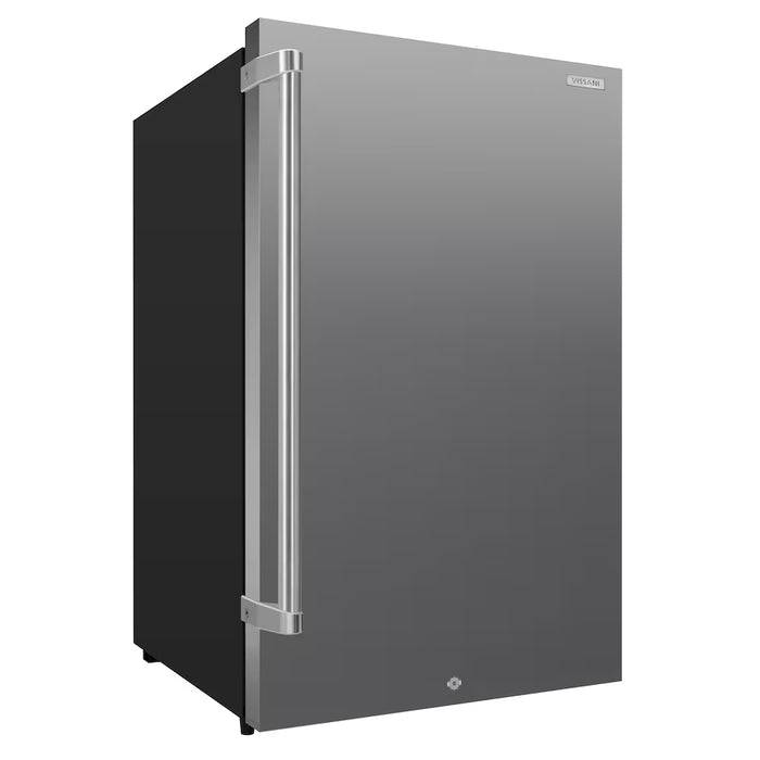 Vissani 4.4 cu. ft. Outdoor Refrigerator, IPX4 Outdoor Rated with Reversible Door in Stainless Steel – ENERGY STAR® (Used)