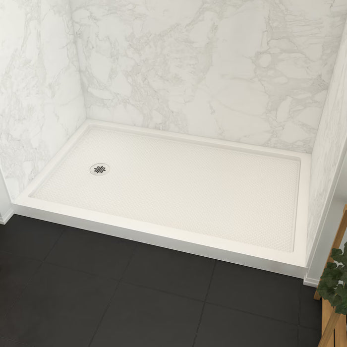 MAAX Roka 60L x 36W x 2.75H in. Acrylic Alcove Shower Base Pan in White, Left Drain (new)