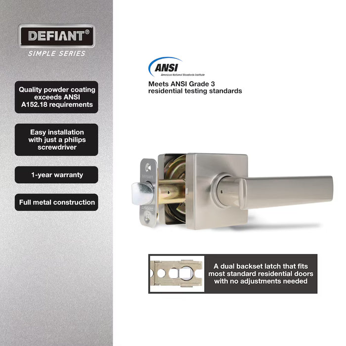Defiant Straight Satin Nickel Passage Door Lever 6 Pack (NEW)