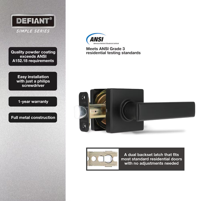 Defiant Straight Matte Black Passage Door Lever 6 Pack (NEW)