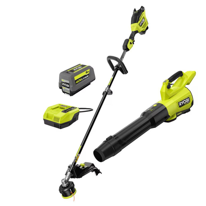 RYOBI 40V HP 17 in. String Trimmer and 180 MPH 800 CFM Leaf Blower Combo Kit (new)