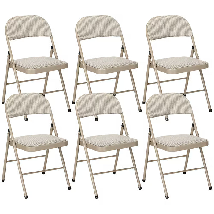 HOMCOM 18-inch Set of 6 Metal Folding Chairs with Linen Cushion, Beige (Used)