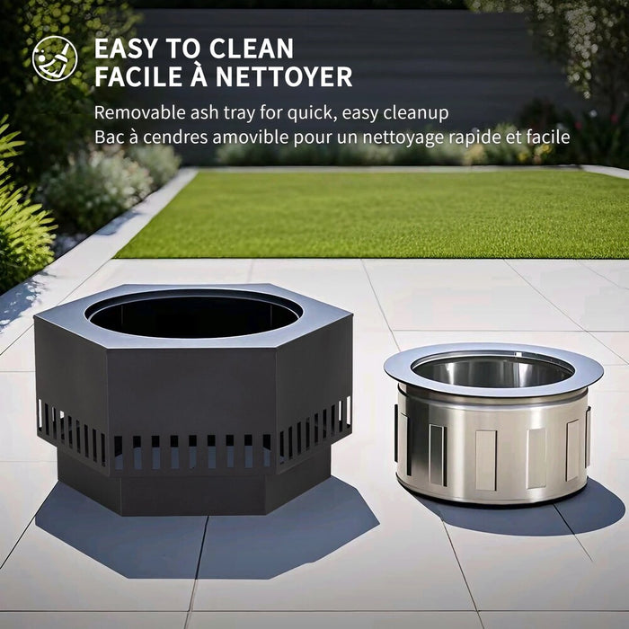 Sunjoy 28in.Halton V.2B Hexagonal Low Smoke Firepit