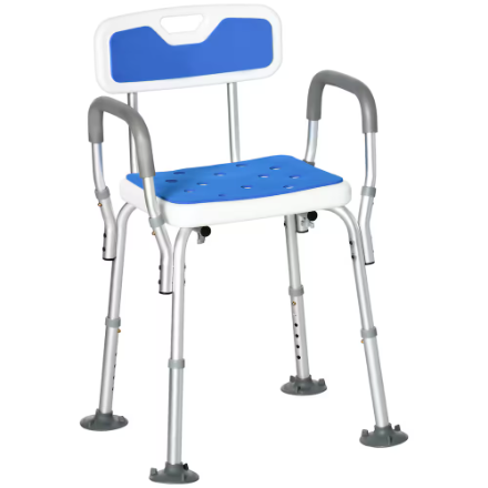 HOMCOM Adjustable Shower Chair with Arms and Padded Seat