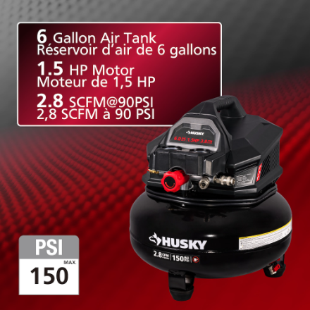 Husky 6 Gal Portable Electric Pancake Air Compressor with 18GA Brad Nailer & Hose (New)