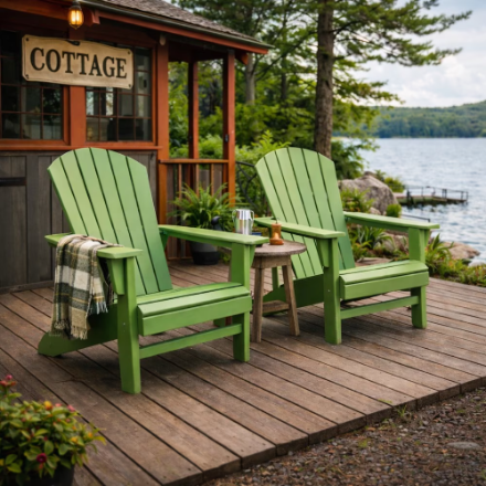 Think Patio Traditional Sage Green Resin Wood Patio Muskoka Chair