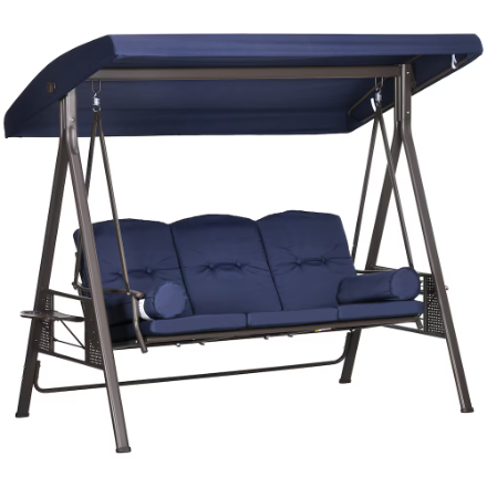 Outsunny 3 Seater Porch Swing in Dark Blue (New)
