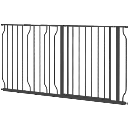 PawHut 30"- 58" Extra Wide Dog Gate with Door, Double Locking System, Easy Install Pet Gate, Black