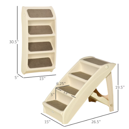 PawHut 4-Level Portable Pet Stairs (New)