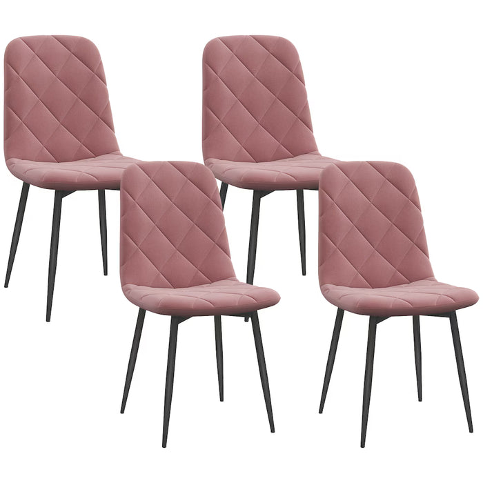 HOMCOM 17.7-inch Dining Chair with Metal Legs, Pink (New)