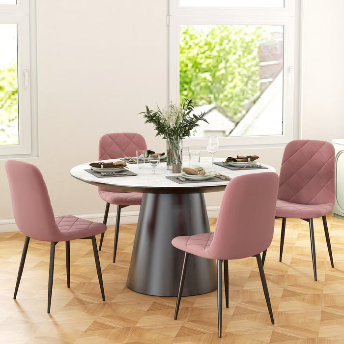 HOMCOM 17.7-inch Dining Chair with Metal Legs, Pink (New)