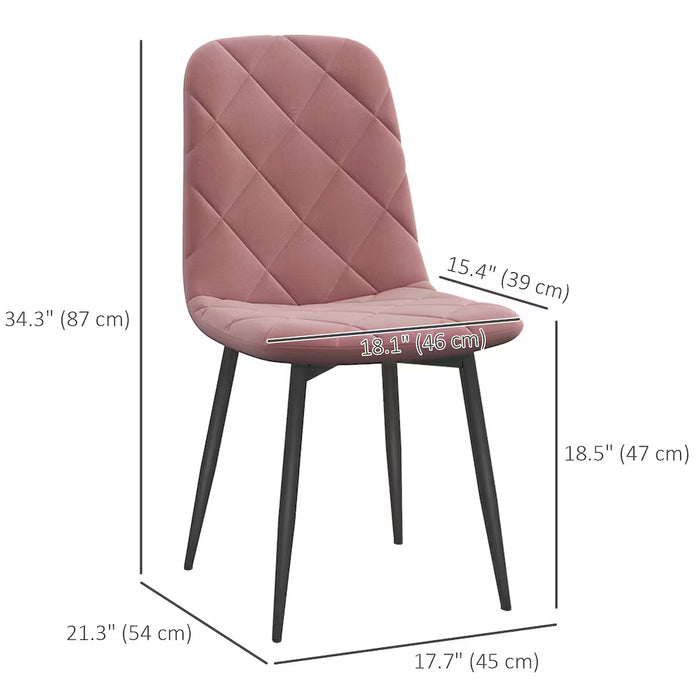 HOMCOM 17.7-inch Dining Chair with Metal Legs, Pink (New)