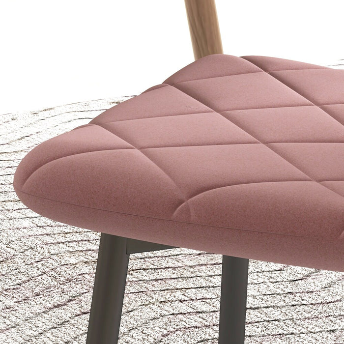 HOMCOM 17.7-inch Dining Chair with Metal Legs, Pink (New)