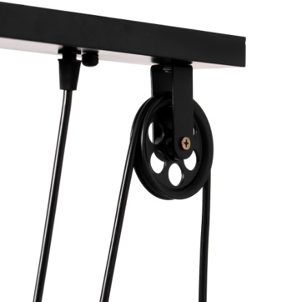 Quickway Imports Modern Adjustable 2 Bulb Pulley Wired Ceiling Hanging Light Fixture, Black Decorative Chandelier