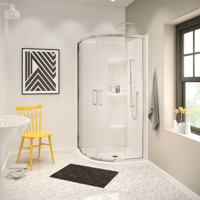 Radia Neo-round 38 x 38 x 71 ½ in. 6 mm Sliding Shower Door for Corner Installation with Clear glass in Chrome (New)