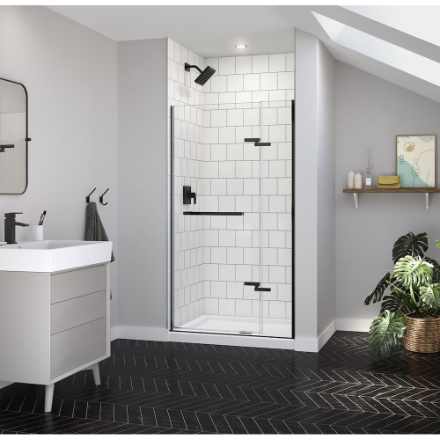 Maax Reveal Sleek Frameless Reversible Pivot Shower Door-Matte Black