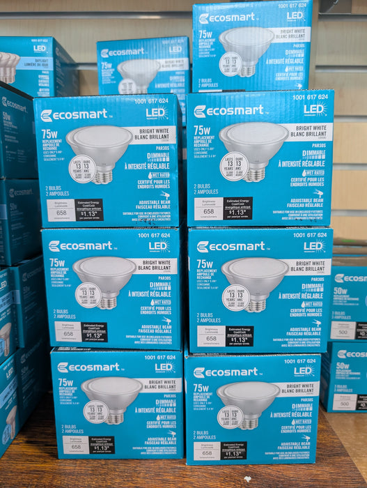 Ecosmart LED PAR30 E26 75W Equivalent Reflector Light Bulb, Dimmable Bright White(3000K - 3500K) (2-Pack)