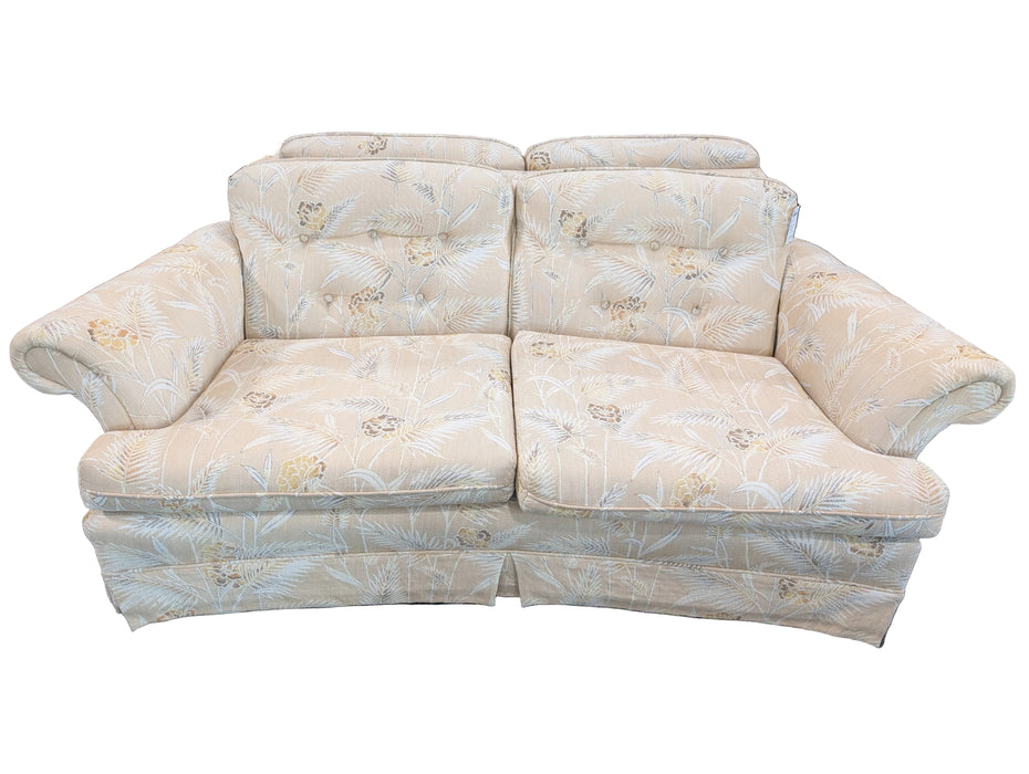 Floral Patterned Cream Fabric Loveseat (used)