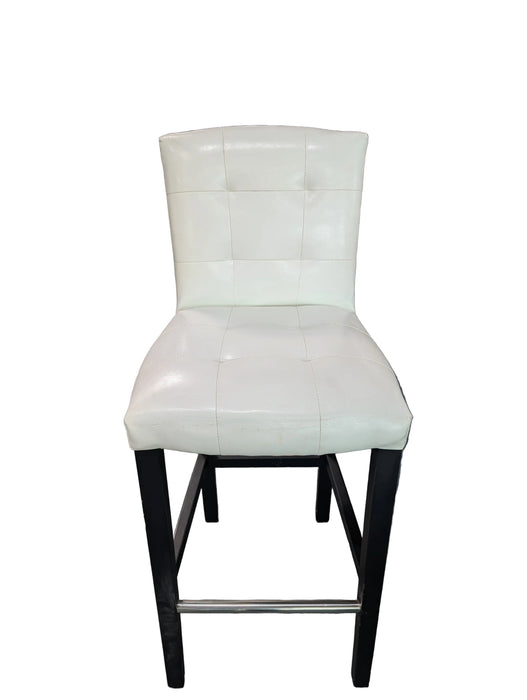 Modern White Faux Leather Tufted Barstool (used)