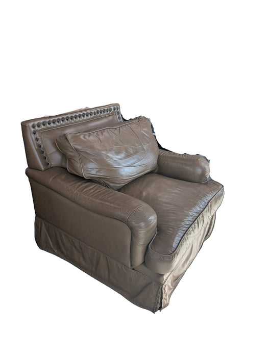 Pyramid-Studded Warm Taupe Leather Armchair (used)