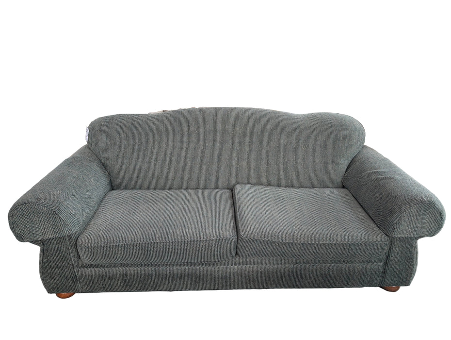 Greenish-Slate Ribbed Fabric 2-Cushion Loveseat