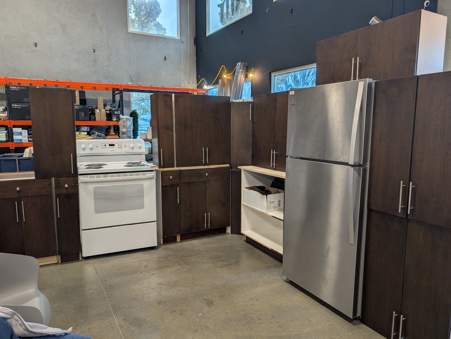 13-Piece Dark Walnut Kitchen Cabinet Set (Used)