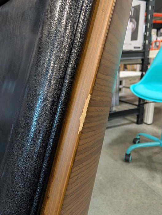 Black Leather/Wood Veneer Office Chair (Used)